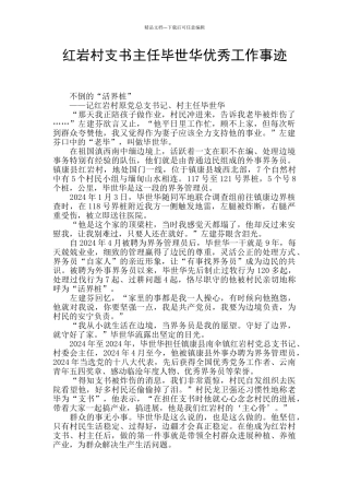 红岩村支书主任毕世华优秀工作事迹