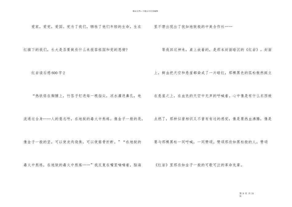 红岩读后感600字汇总_第3页