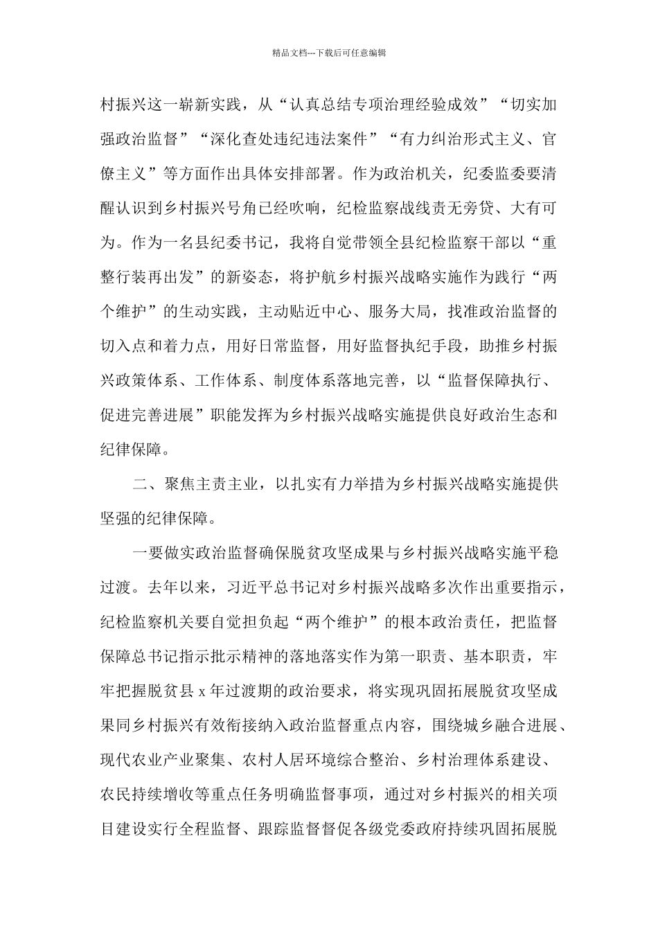 纪委书记关于护航乡村振兴战略实施的研讨发言_第2页