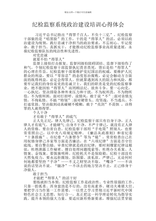 纪检监察系统政治建设培训心得体会