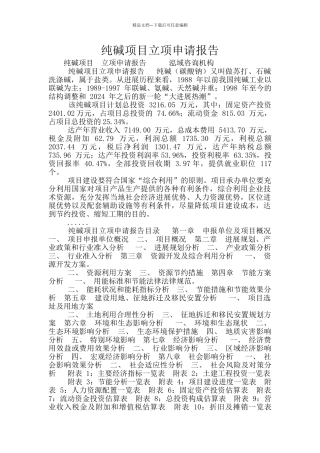 纯碱项目立项申请报告