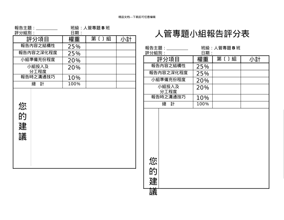 组织行为小组报告评分表_第2页