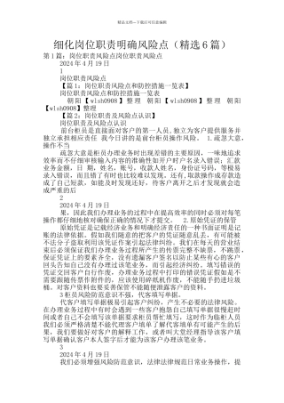 细化岗位职责明确风险点