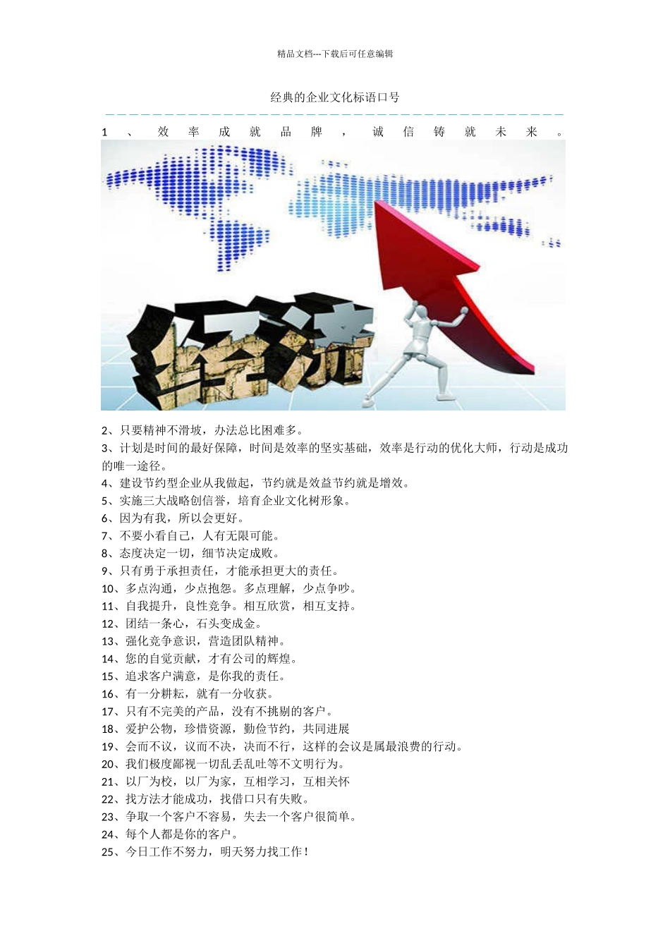 经典的企业文化标语口号_第1页