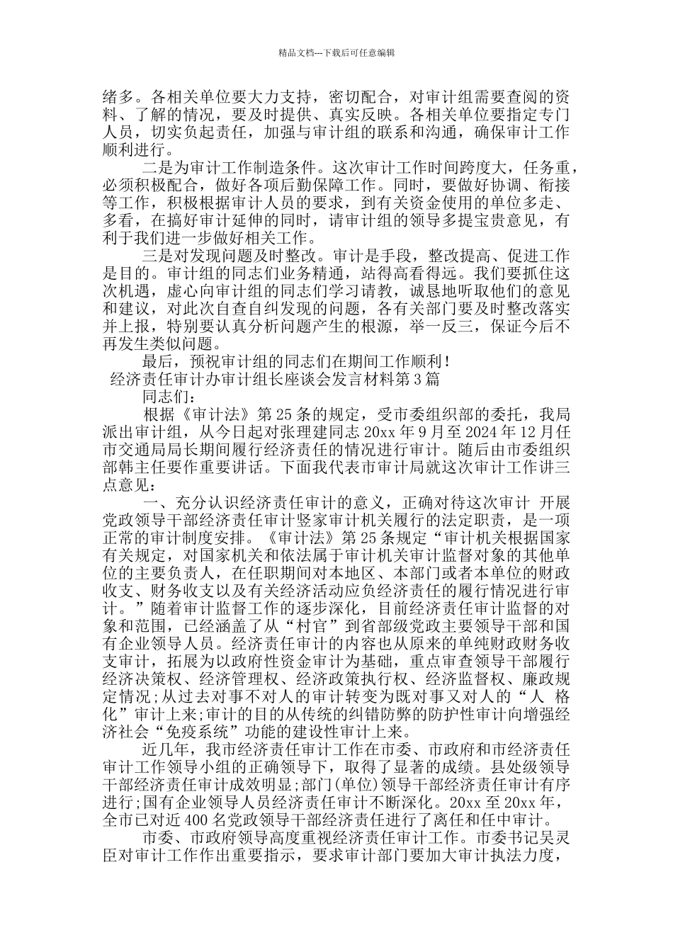 经济责任审计办审计组长座谈会发言材料_第2页
