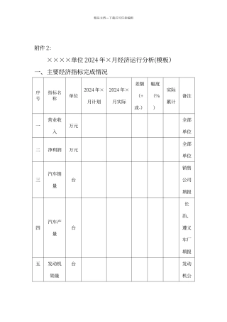 经济运行分析报告模板