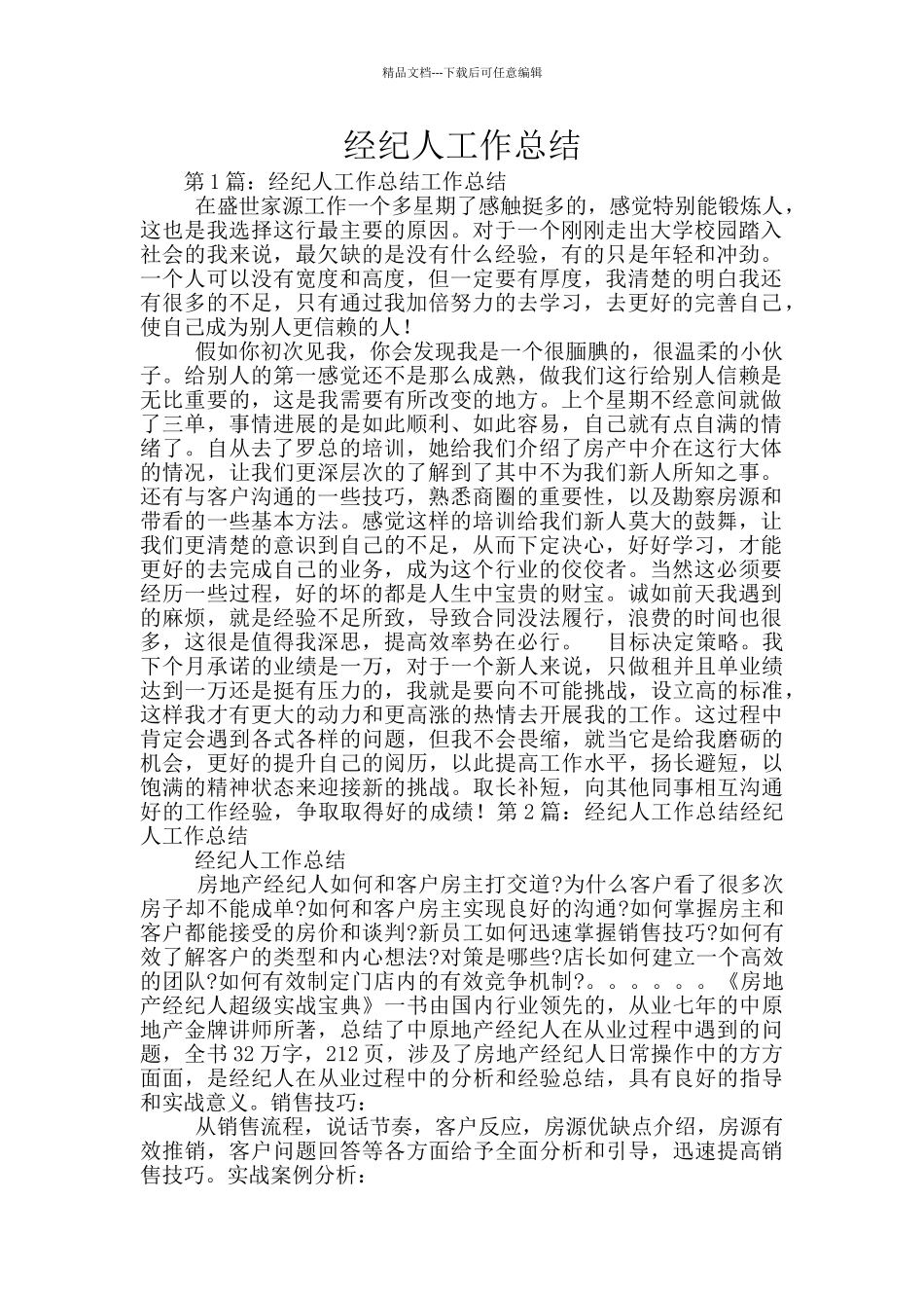 经纪人工作总结_第1页