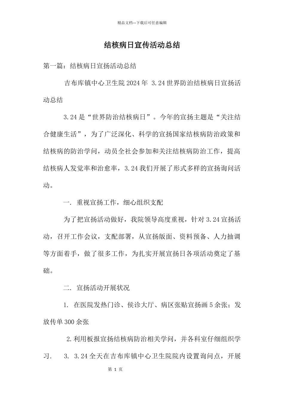 结核病日宣传活动总结_第1页