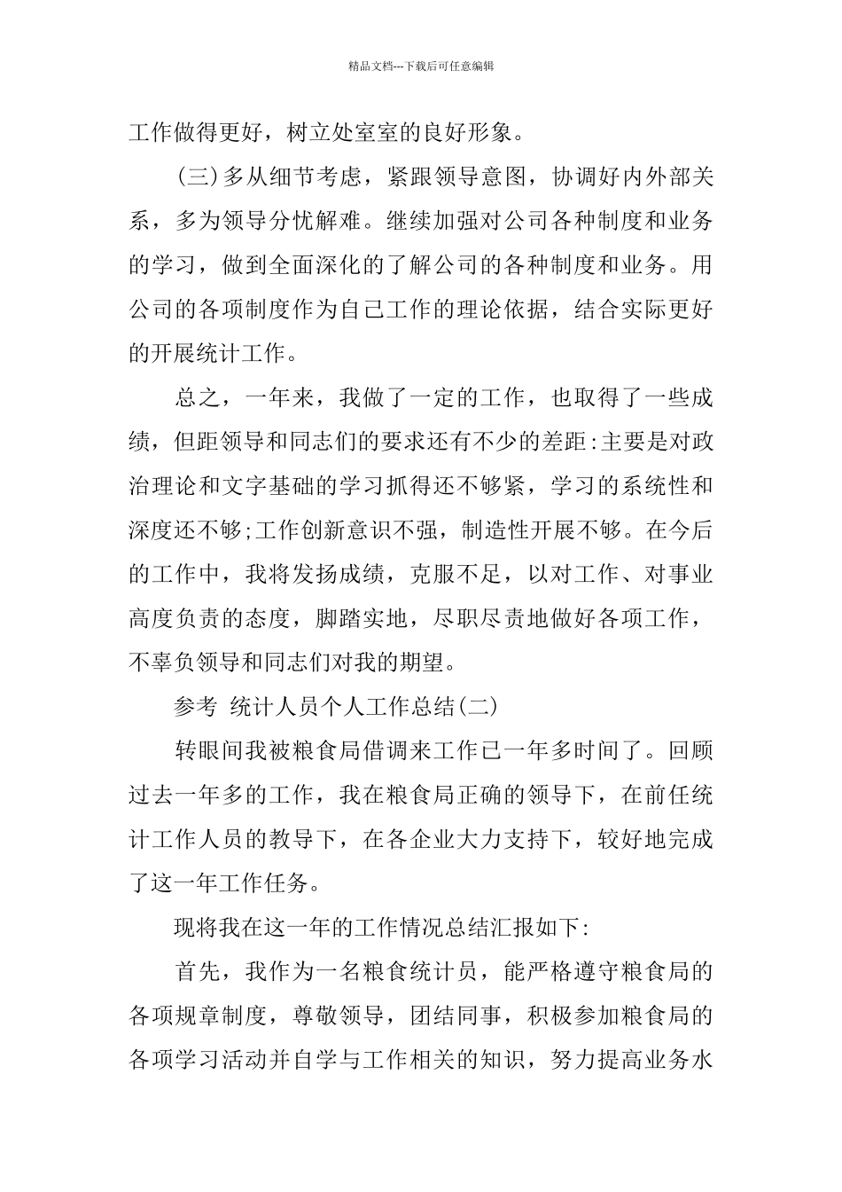 统计人员个人工作总结五篇合集2024_第3页