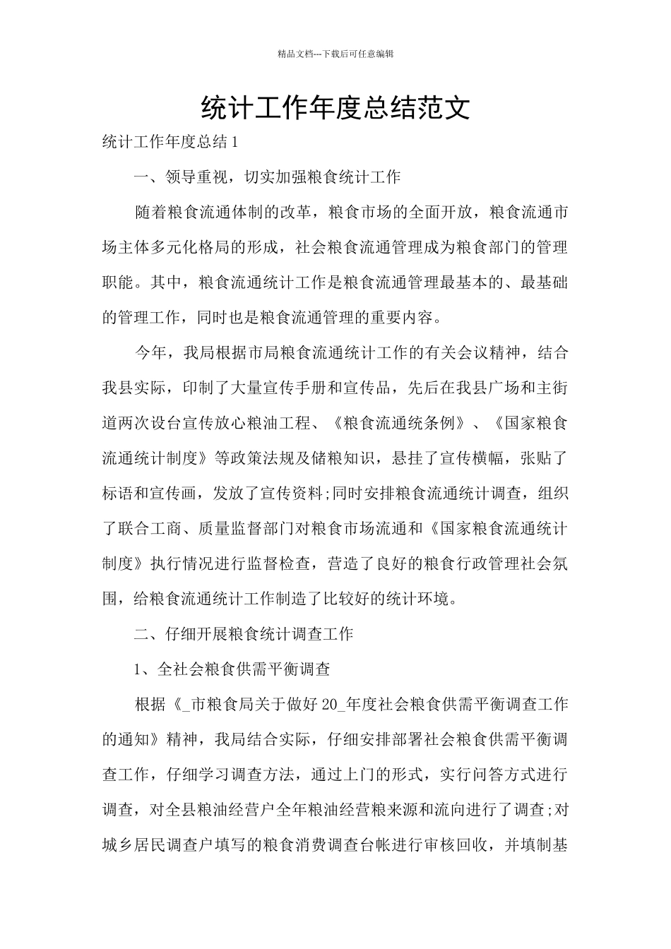 统计工作年度总结范文_第1页