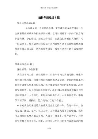 统计年终总结6篇