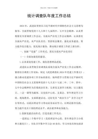 统计调查队年度工作总结