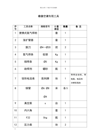 维修空调专用工具