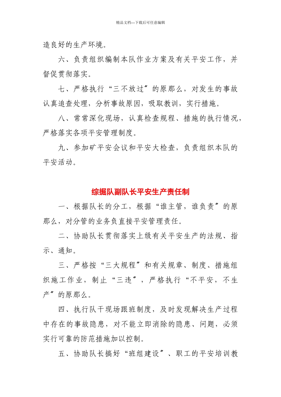 综掘队部门及岗位安全生产责制度_第3页