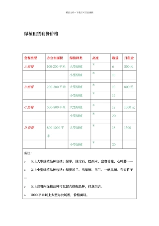 绿植租赁套餐价格