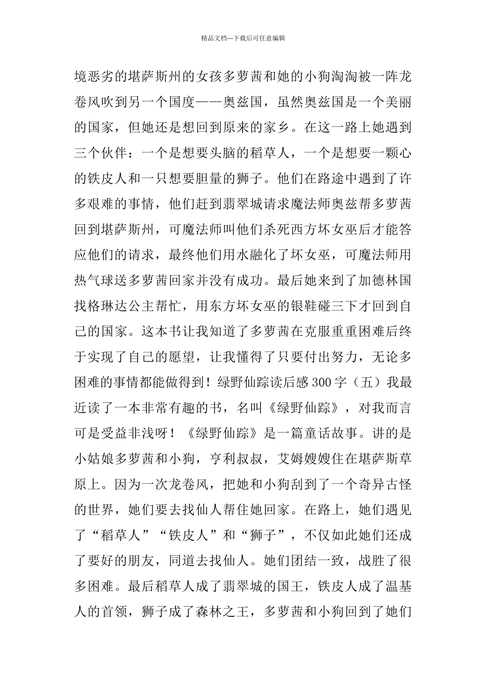 绿野仙踪读后感300字5篇_第3页