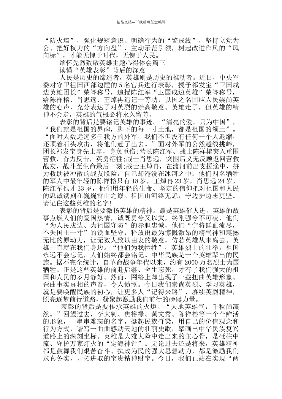 缅怀先烈致敬英雄主题心得体会_第3页