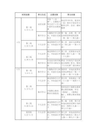 2024年党支部党纪学习教育学习计划表