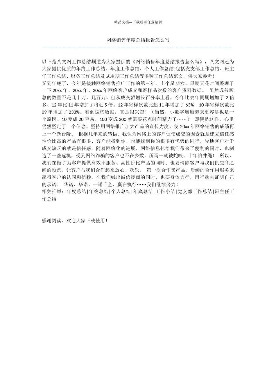 网络销售年度总结报告怎么写_第1页