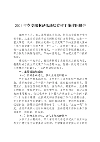 2024年党支部书记抓基层党建工作述职报告(1)