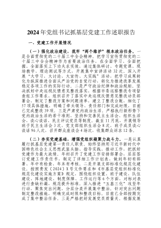 2024年党组书记抓基层党建工作述职报告