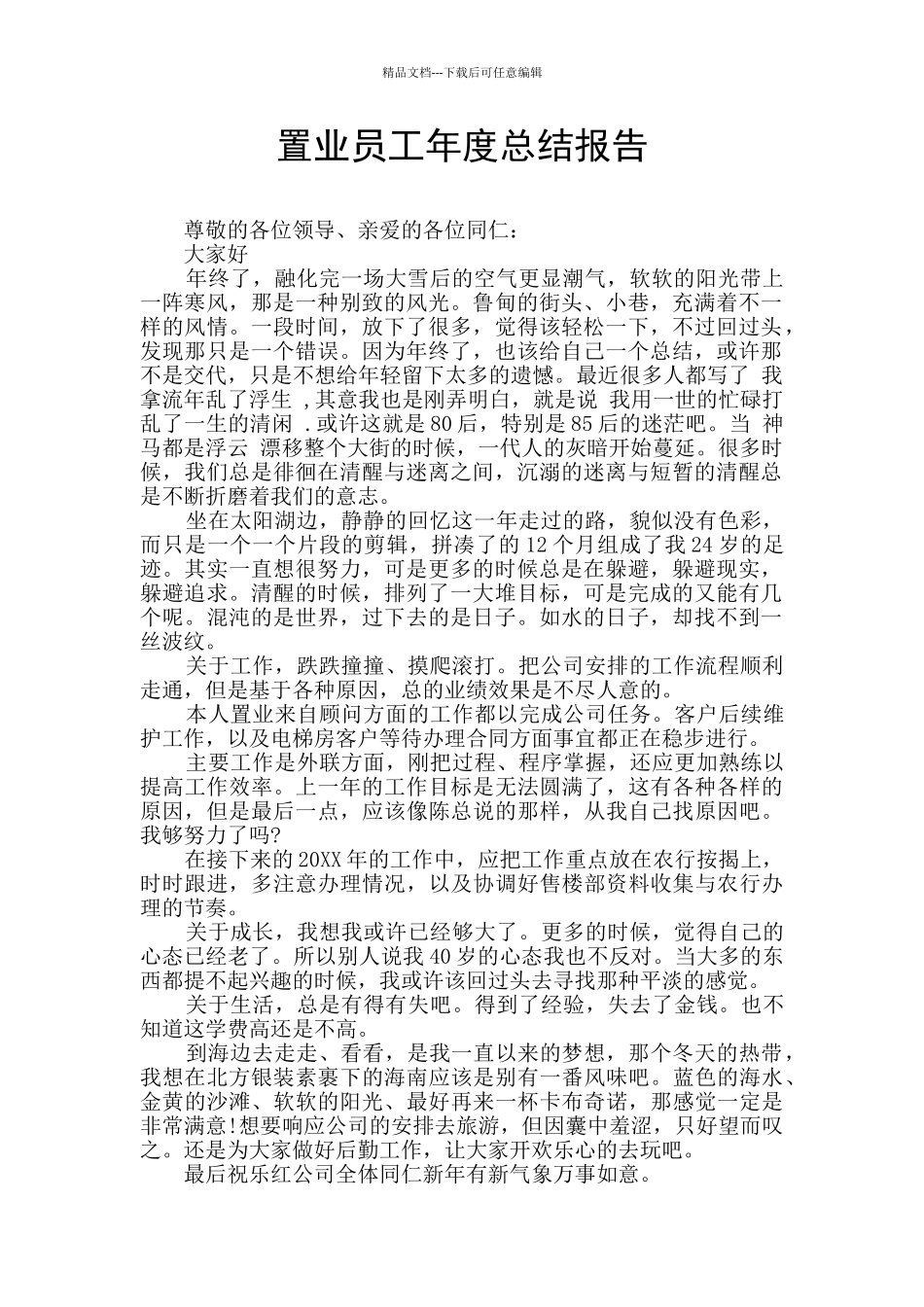 置业员工年度总结报告_第1页