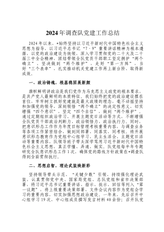 2024年调查队党建工作总结