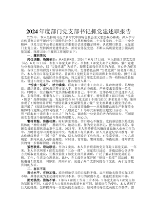 2024年度部门党支部书记抓党建述职报告