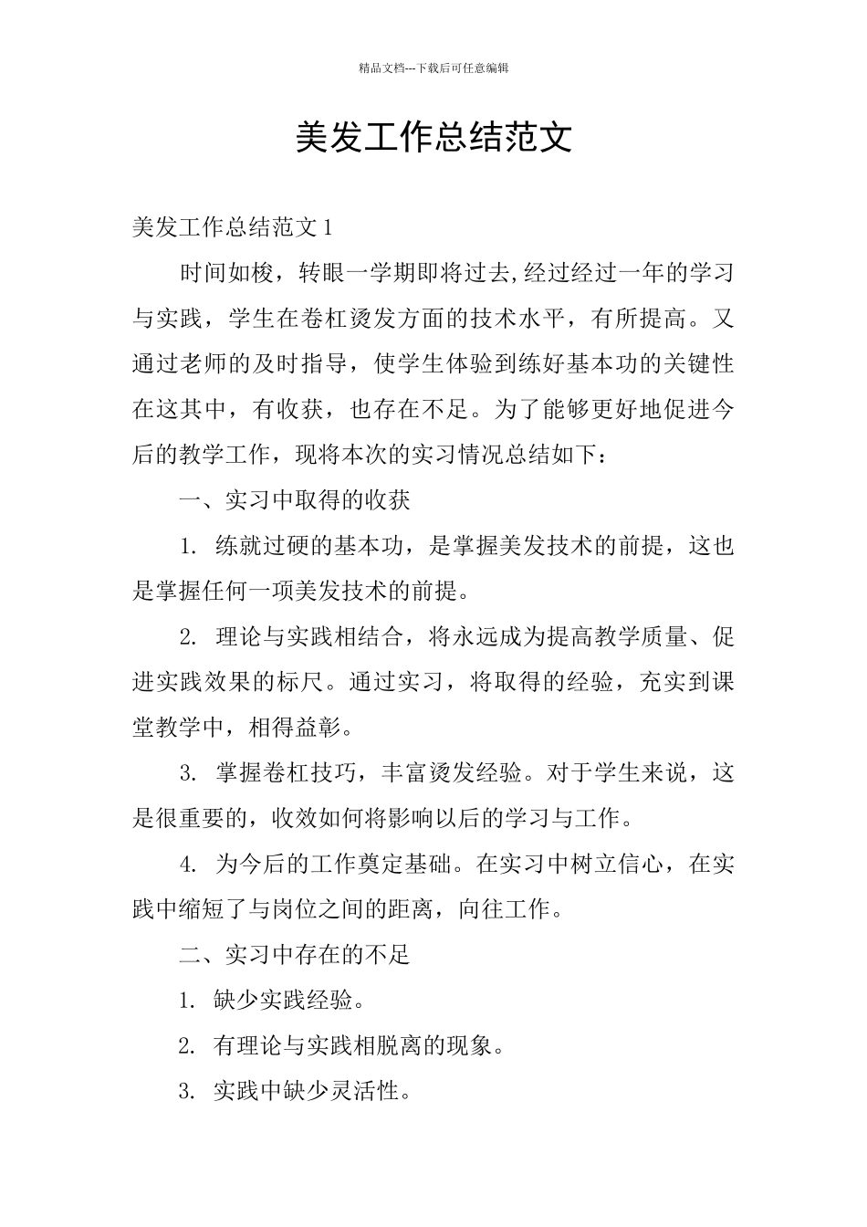 美发工作总结范文_第1页