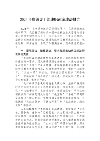 2024年度领导干部述职述廉述法报告