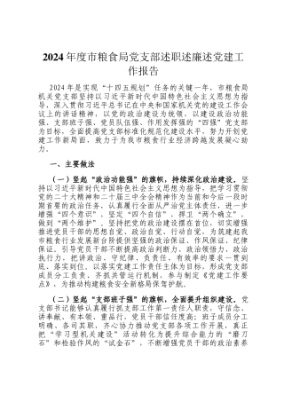 2024年度市粮食局党支部述职述廉述党建工作报告