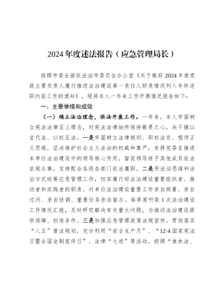 2024年度述法报告（应急管理局长）