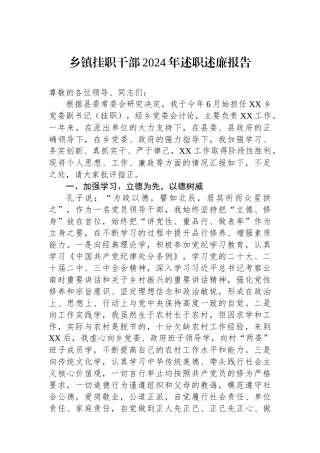 2024年度述职述廉报告（乡镇挂职干部）