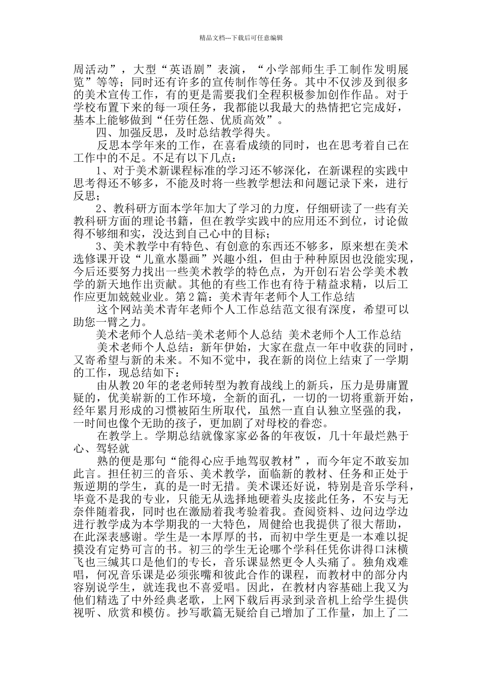 美术青年教师个人工作总结推荐2篇_第2页