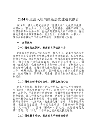 2024年度县人社局抓基层党建述职报告