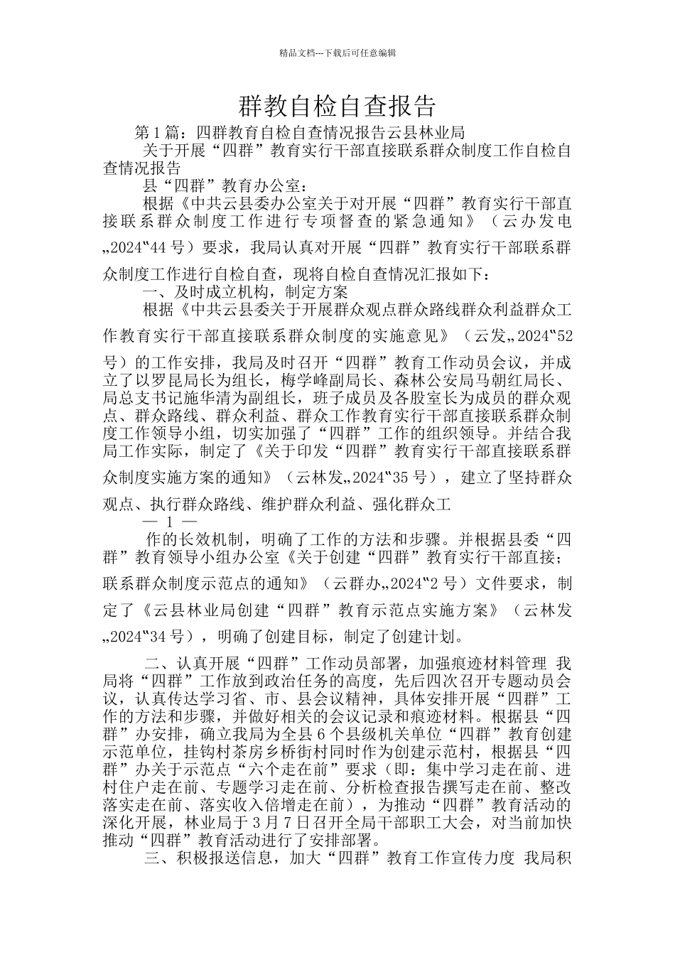 群教自检自查报告_第1页