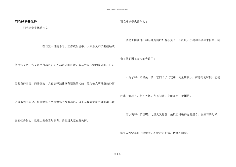 羽毛球比赛优秀_第1页