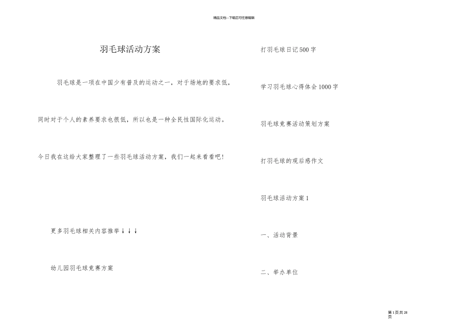 羽毛球活动方案_第1页