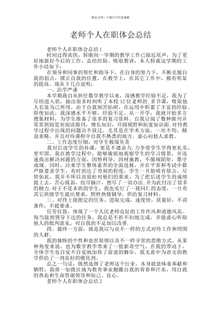 老师个人在职体会总结