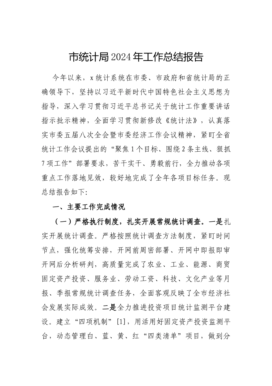 2024年工作总结报告（统计局）_第1页
