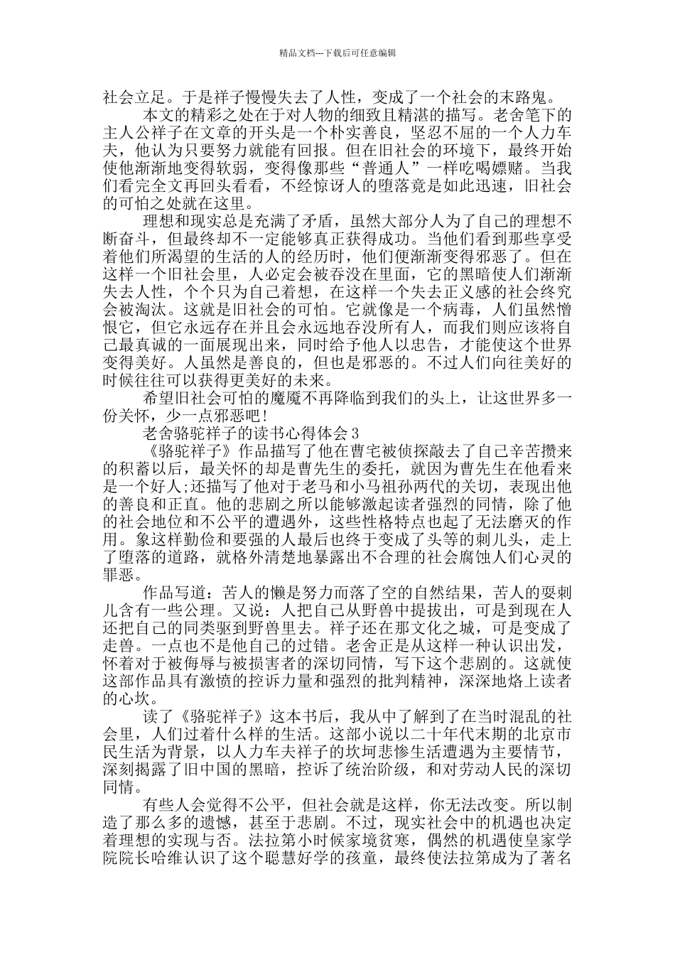 老舍骆驼祥子的读书心得体会_第2页