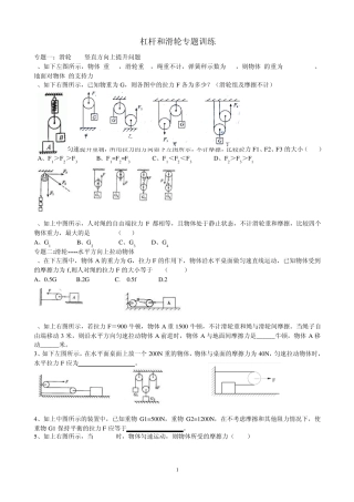 杠杆和滑轮专题训练
