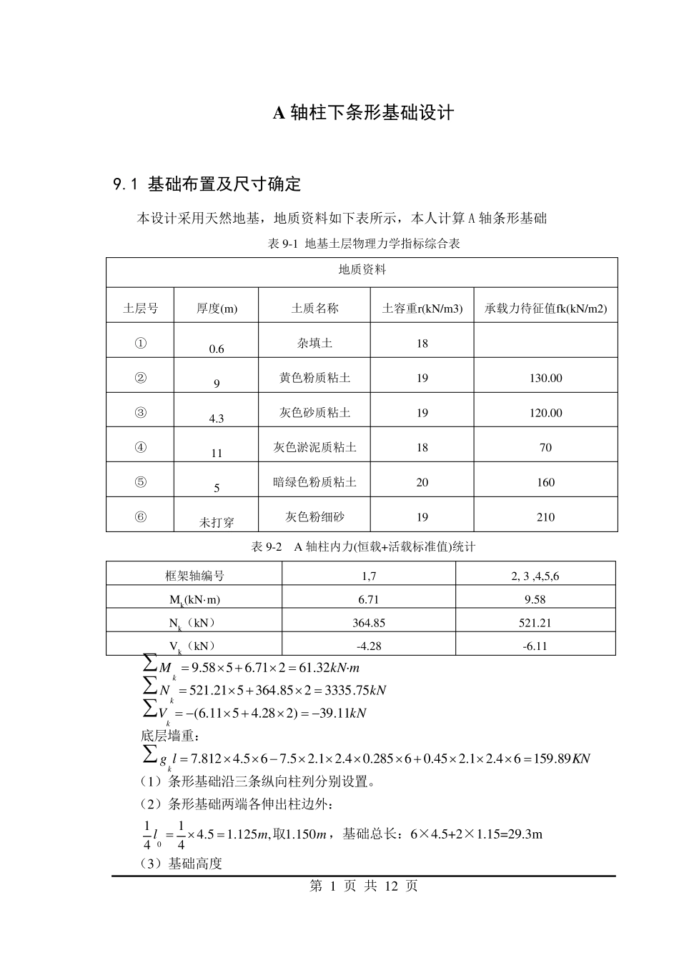 条形基础计算书_第1页