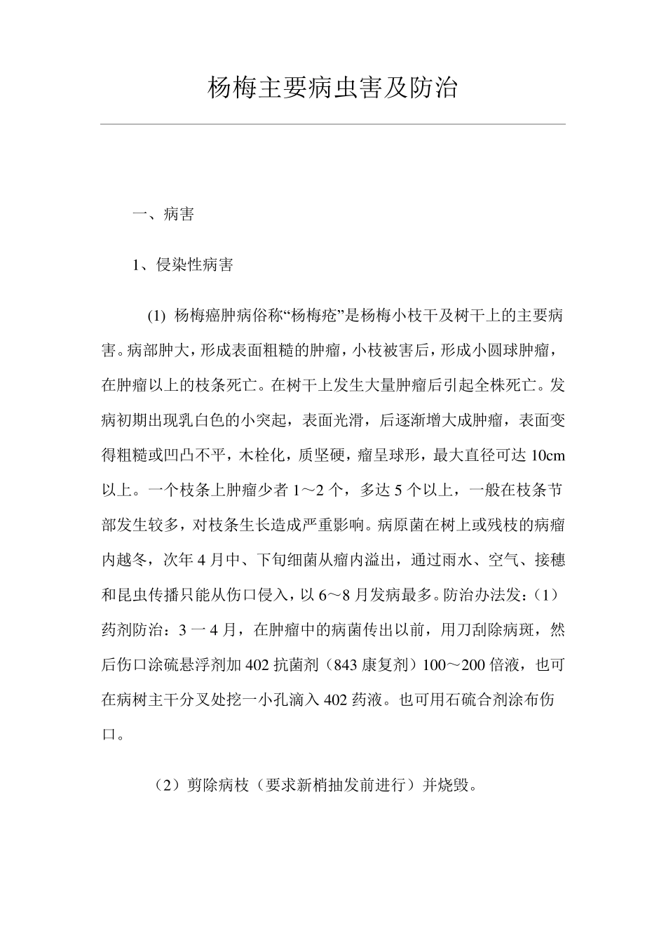 杨梅主要病虫害及防治_第1页