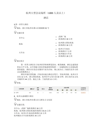 杭州大型会议场所——酒店