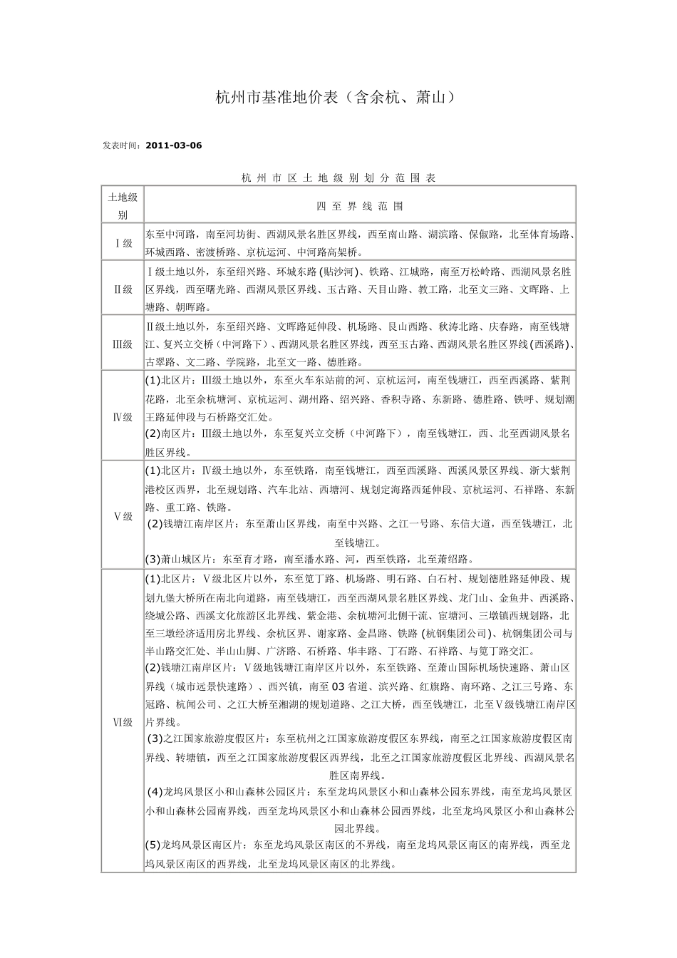 杭州市基准地价表_第1页