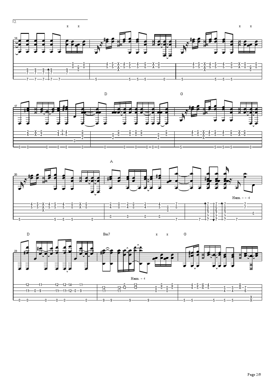 松井佑贵friend原版指弹吉他谱_第2页