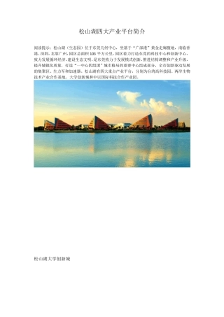 松山湖四大产业平台简介