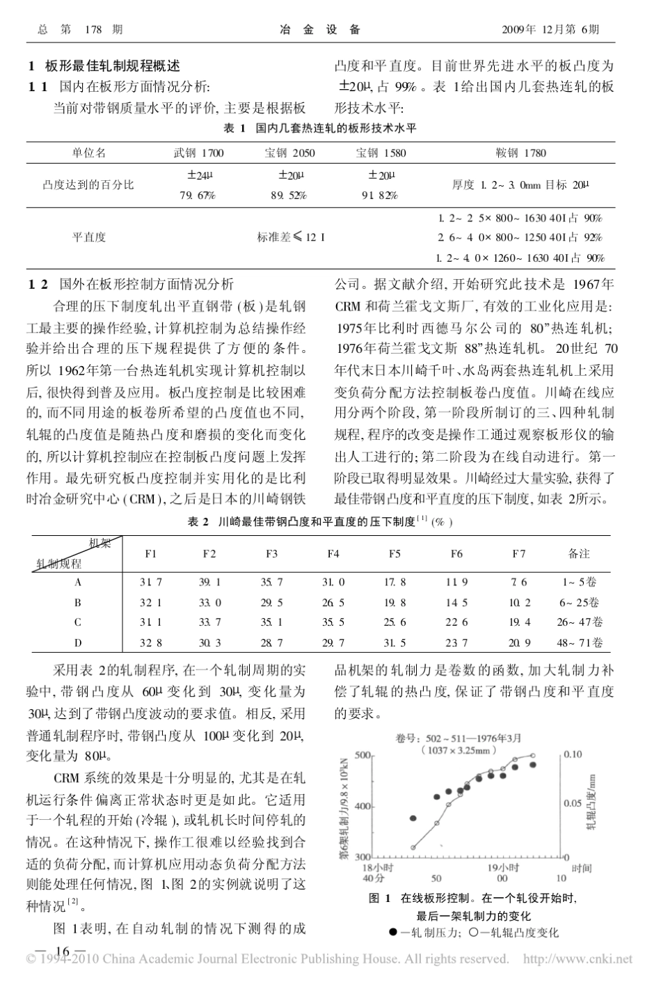 板带轧制板形最佳规程的设定计算及应用_第2页