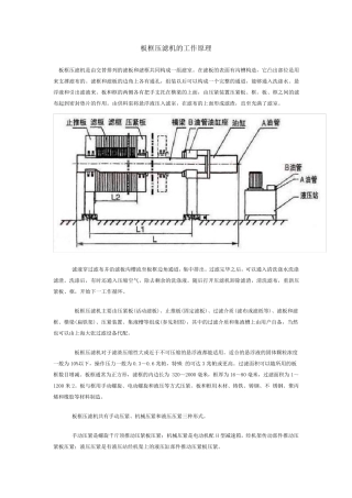 板框压滤机的工作原理